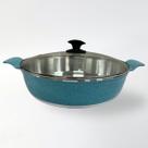 Frigideira 30cm 4,7L Diamantada Alças Inteiriças com Tampa de Vidro - Cor: Azul Turquesa Frigideira 30cm 4,7L Diamantada Alças Inteiriças com Tampa de Vidro - Cor: Azul Turquesa
