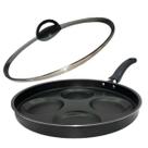 Frigideira 4 Ovos Antiaderente 26cm Tampa Vidro Inox Teflon