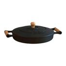 Frigideira 93732LB Ferro Fundido 2,5L 28cm com Tampa e Alcas de Madeira Libaneza