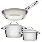 Frigideira aco inox allegra e jg.panelas aco inox 2 pcs allegra ( kit)