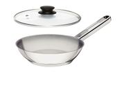 Frigideira Allegra Inox 24 Cm Indução Com Tampa De Vidro Tramontina