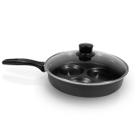 Frigideira Antiaderente 3 Ovos com Tampa de Vidro Teflon Antiaderente