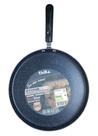 Frigideira Antiaderente Indução 26Cm Preta Para Tapioca Panqueca Crepe Alumínio Cabo Ergonômico Fogão Gás Elétrico Vitrocerâmico