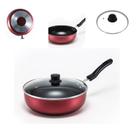 Frigideira Antiaderente Wok Cereja Teflon 26 cm Tampa de Vidro