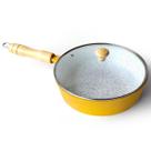 Frigideira Cerâmica Branca Antiaderente 22cm 1,7L Amarelo Tampa De Vidro