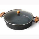 Frigideira Cerâmica Cinza Antiaderente 30cm 3,9L Preto Tampa De Vidro