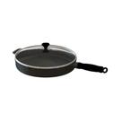 Frigideira Com Cabo De Silicone Preto E Tampa Vidro 22Cm