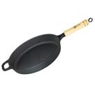 Frigideira de Ferro Fundido 26 cm Alta Lisa com Cabo de Madeira