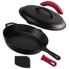 Frigideira de Ferro Fundido Cuisinel 30cm Pré-Temperada com Tampa e Acessórios