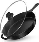 Frigideira de ferro fundido Utopia Kitchen 30cm com tampa pré-temperada
