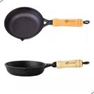 Frigideira Egg Pan Ferro Fundido Para Ovos Cabo Madeira Preto