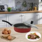 Frigideira Enjoy Reta 20cm com Tampa de Vidro Cozinha Moderna Resistente Frituras Gourmet Omelete Ovos Grelhado Vermelha