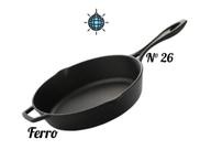 Frigideira Ferro 26 cm Cabo Ferro P/ Churrasqueira, Forno, Fogão Indução e etc Postagem Rápida