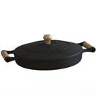 Frigideira Ferro Fundido com Tampa e Alças de Madeira 28Cm