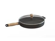 Frigideira Ferro Fundido Com Tampa Vidro Cabo Madeira 22cm Frigideira Ferro Fundido Com Tampa Vidro Cabo Madeira 22cm