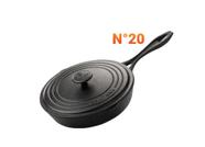Frigideira Ferro N20 Cabo Ferro C/ Tampa de Ferro P/ Fogão Indução, a Gás, Forno e etc