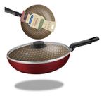 frigideira funda com tampa tramontina antiaderente alta vermelha 24 cm
