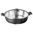 Frigideira grande 30cm com tampa de vidro aluminio fundido Javali