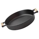 Frigideira Grande Sem Tampa Alça madeira 36 Cm Ferro Fundido
