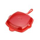 Frigideira Grill 28cm Grelha Quadrada Ferro Fundido - Alta Durabilidade, Retém Calor, Fogão, Forno, Indução Cor:Azul