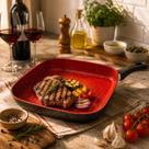 Frigideira Grill Quadrada 24cm Antiaderente Stone Induction Red Point para Fogão de Indução Frigideira Grill Quadrada 24cm Antiaderente Stone Induction Red Point para Fogão de Indução