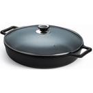 Frigideira Paella 36cm Tampa Vidro Alça Ferro Panela Mineira