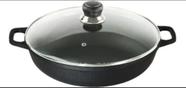 Frigideira Paella De Ferro 36cm Com Tampa De Vidro Postagem Rápida