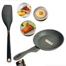 Frigideira Profissional Antiaderente e Espátula Silicone Com Detalhe Metal Rose Gold Fogo e Indução