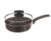 Frigideira Reta Alta Fortaleza com Tampa de Vidro Black Ø 22CM