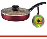 Frigideira Reta Tampa De Vidro 22cm 1,7l Alumínio Tramontina Cor Vermelho Frigideira Reta Tampa De Vidro 22cm 1,7l Alumínio Tramontina Cor Vermelho