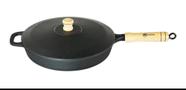Frigideira Sauteuse Ferro Fundido C/ Tampa 26cm Cabo Madeira