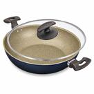 Frigideira Wok 24cm Azul com Tampa 113924 - Fortaleza Frigideira Wok 24cm Azul com Tampa 113924 - Fortaleza