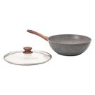 Frigideira Wok Antiaderente Indução Cerâmica 28cm Mimo Style Grafito Cook 4,15L Yakisoba Tampa Vidro