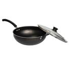 Frigideira Wok Antiaderente Preta com Tampa de Vidro n28 Frigideira Wok Antiaderente Preta com Tampa de Vidro n28