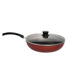 Frigideira Wok Antiaderente Vermelha com Tampa de Vidro n28 Frigideira Wok Antiaderente Vermelha com Tampa de Vidro n28
