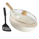 Frigideira Wok de Cerâmica Indução com Espátula 28cm Branco Nacional