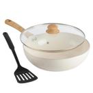 Frigideira Wok de Cerâmica Indução com Espátula 28cm Branco Nacional Frigideira Wok de Cerâmica Indução com Espátula 28cm Branco Nacional