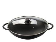 Frigideira Wok Ferro Duas Alças Com Tampa De Vidro 5,9 Litros Envio Imediato Frigideira Wok Ferro Duas Alças Com Tampa De Vidro 5,9 Litros Envio Imediato