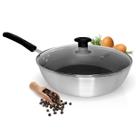 Frigideira Wok Funda Com Tampa Chef Antiaderente 30 Cm Tampa de Vidro