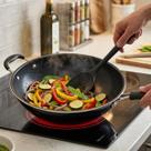 Frigideira Wok Profissional 34cm Antiaderente Yakisoba Panela Grande Reforçada Cabo Ergonômico Inmetro Preta Gourmet Saltear Legumes Carnes Cozinha