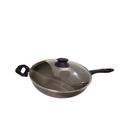Frigideira Wok Teflon 30 cm C/Tampa Vidro/Yakissoba/Pad Thai -Marcolar