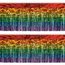 Fringe Drape Curtain Beistle Metallic Rainbow 15x300cm, pacote com 2