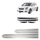 Friso Lateral Prata Nissan Sentra + Soleira Resinada 4 Peças