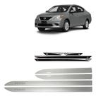 Friso Lateral Prata Nissan Versa + Soleira Resinada 4 Peças