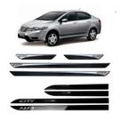Friso Lateral Preto Honda City + Soleira Resinada 4 Peças