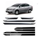 Friso Lateral Preto Honda City + Soleira Resinada 4 Peças