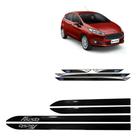 Friso Lateral Preto New Fiesta + Soleira Resinada 4 Peças