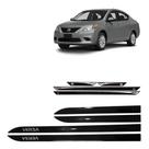 Friso Lateral Preto Nissan Versa + Soleira Resinada 4 Peças
