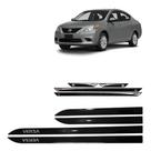 Friso Lateral Preto Nissan Versa + Soleira Resinada 4 Peças