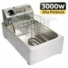 Fritadeira Elétrica 5 Litros Inox 3000W 220V Profissional Alta Potência Frituras Rápidas